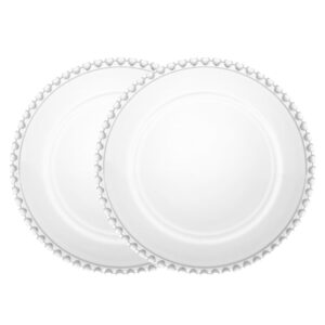 Jogo 2 Sousplat de Cristal Transparente Pearl Clear Wolff 32cm Mesa Posta