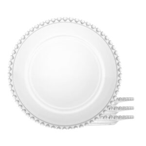 Jogo 4 Sousplat de Cristal Transparente Pearl Clear Wolff 32cm Mesa Posta