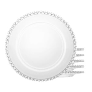 Jogo 6 Sousplat de Cristal Transparente Pearl Clear Wolff 32cm Mesa Posta