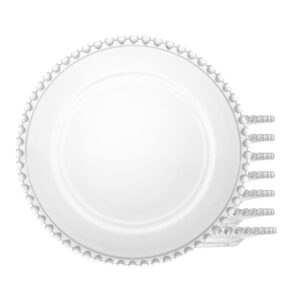 Jogo 8 Sousplat de Cristal Transparente Pearl Clear Wolff 32cm Mesa Posta