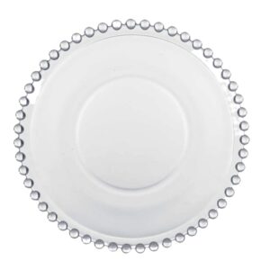 Jogo 2 Prato Raso de Cristal Wolff Pearl Clear Bolinha Transparente 27cm