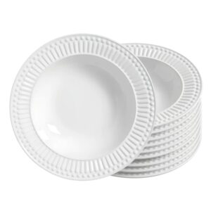 Jogo 10 Prato Fundo de Cerâmica Branco 22cm Porto Brasil Caldos Sopas Roma