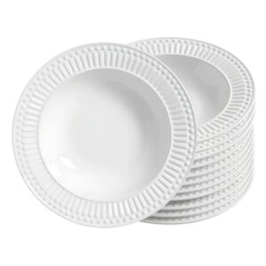 Jogo 12 Prato Fundo de Cerâmica Branco 22cm Porto Brasil Caldos Sopas Roma