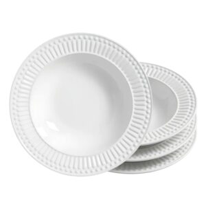 Jogo 4 Prato Fundo de Cerâmica Branco 22cm Porto Brasil Caldos Sopas Roma