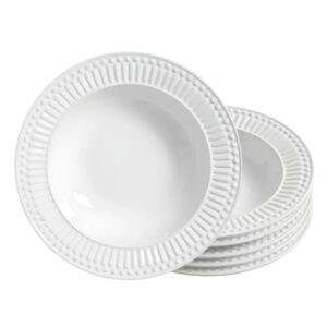 Jogo 6 Prato Fundo de Cerâmica Branco 22cm Porto Brasil Caldos Sopas Roma