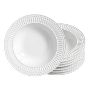 Jogo 8 Prato Fundo de Cerâmica Branco 22cm Porto Brasil Caldos Sopas Roma