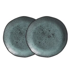 Jogo 2 Prato Raso de Cerâmica Orgânico Azul Petroleum Porto Brasil Stoneware 26,5cm