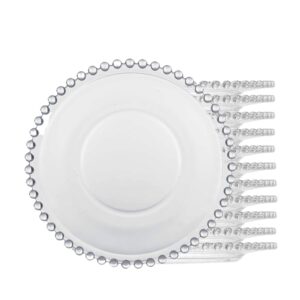 Jogo 12 Prato para Pão Sobremesa Cristal Transparente Pearl Bolinha Wolff 14cm