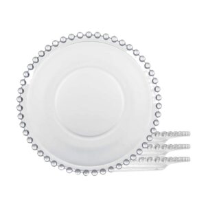 Jogo 4 Prato para Pão Sobremesa Cristal Transparente Pearl Bolinha Wolff 14cm