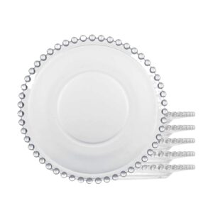 Jogo 6 Prato para Pão Sobremesa Cristal Transparente Pearl Bolinha Wolff 14cm