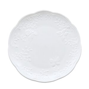 Jogo 2 Prato Raso Branco de Porcelana New Bone Butterfly 26,5cm Lyor Mesa Posta