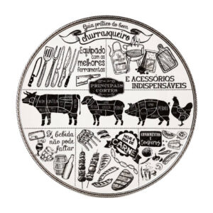 Prato Raso de Cerâmica Branco Churrasco 29,5cm Alleanza Mesa Porta