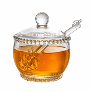 Meleira de Cristal Transparente com Colher Pearl Bolinha Wolff 200ml