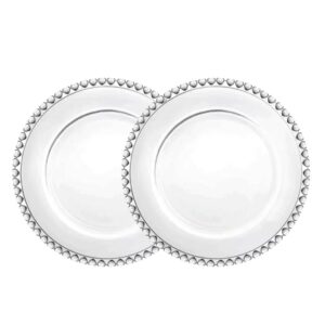 Jogo 2 Pratos de Sobremesa 20cm Coração Cristal Transparente Lyor