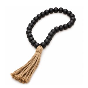 Colar Decorativo Preto Bolas de Madeira Aparador Sala Boho 4×35 Mart