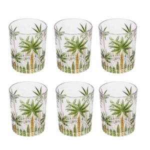 Jogo 6 Copos de Whisky Água Baixo Cristal Coqueiro Palm Tree Wolff 340ml