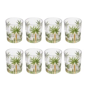 Jogo 8 Copos de Whisky Água Baixo Cristal Coqueiro Palm Tree Wolff 340ml