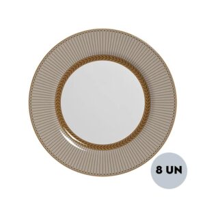 Jogo c/8 Pratos Raso Fendi Plus Cerâmica Alleanza 30cm