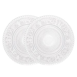Jogo 2 Mini Prato de Vidro de Sobremesas Doces Pequeno Transparente Angel 14cm Lyor