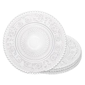 Jogo 4 Mini Prato de Vidro de Sobremesas Doces Pequeno Transparente Angel 14cm Lyor