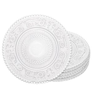 Jogo 6 Mini Prato de Vidro de Sobremesas Doces Pequeno Transparente Angel 14cm Lyor