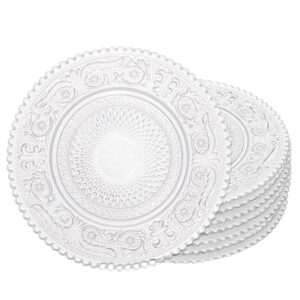 Jogo 8 Mini Prato de Vidro de Sobremesas Doces Pequeno Transparente Angel 14cm Lyor