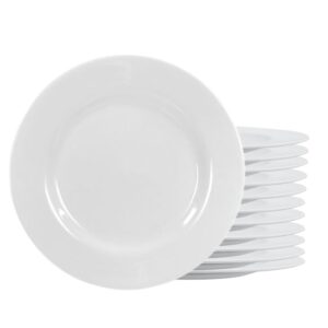 Jogo 12 Prato Raso de Melamina Branco 25,5cm Buffet Restaurante Lyor Basic