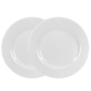 Jogo 2 Prato Raso de Melamina Branco 25,5cm Buffet Restaurante Lyor Basic