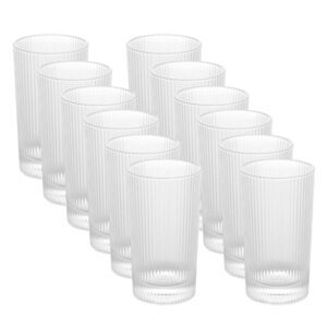 Jogo 12 Copos Alto para Água Suco Refrigerante de Cristal Lines 400ml Wolff