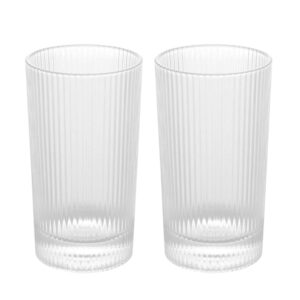 Jogo 2 Copos Alto para Água Suco Refrigerante de Cristal Lines 400ml Wolff