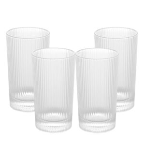 Jogo 4 Copos Alto para Água Suco Refrigerante de Cristal Lines 400ml Wolff