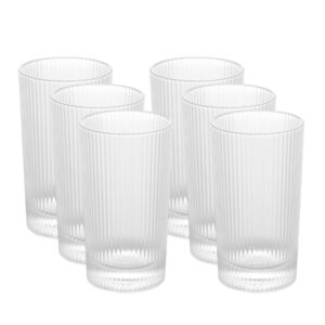 Jogo 6 Copos Alto para Água Suco Refrigerante de Cristal Lines 400ml Wolff