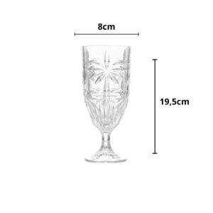 Jogo 8 Taça de Cristal Palm Tree Coqueiro Transparente 450ml Wolff