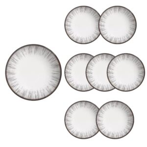 Jogo 8 Pratos Raso em Cerâmica Branco e Preto Coup Haya Alleanza 29cm