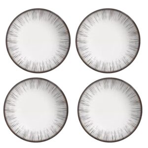 Jogo 4 Pratos Raso em Cerâmica Branco e Preto Coup Haya Alleanza 29cm