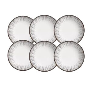 Jogo 6 Pratos Raso em Cerâmica Branco e Preto Coup Haya Alleanza 29cm