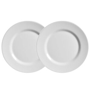 Jogo 2 Pratos Sobremesa Plissan Relevo Branco Cerâmica Alleanza 20cm
