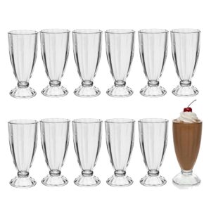 Jogo 12 Copo de Milk Shake Taça de Vidro Transparente Sorveteria 380ml Lyor