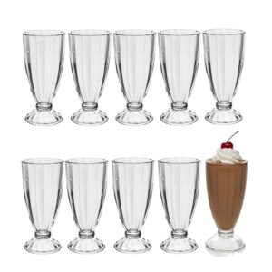 Jogo 10 Copo de Milk Shake Taça de Vidro Transparente Sorveteria 380ml Lyor