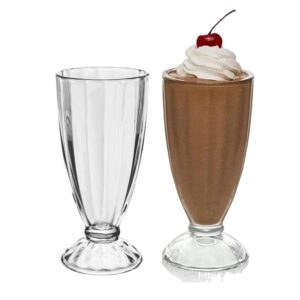 Jogo 2 Copo de Milk Shake Taça de Vidro Transparente Sorveteria 380ml Lyor
