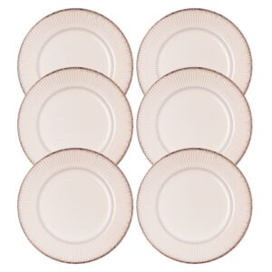 Jogo 6 Prato de Sobremesa Cerâmica Linear Branco Premium 20cm Lyor