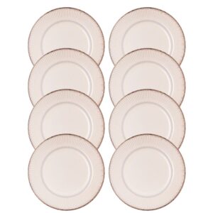 Jogo 8 Prato de Sobremesa Cerâmica Linear Branco Premium 20cm Lyor