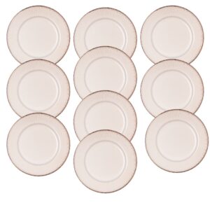 Jogo 10 Prato de Sobremesa Cerâmica Linear Branco Premium 20cm Lyor