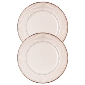Jogo 2 Prato de Sobremesa Cerâmica Linear Branco Premium 20cm Lyor