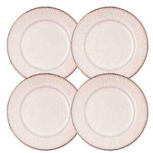 Jogo 4 Prato de Sobremesa Cerâmica Linear Branco Premium 20cm Lyor