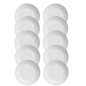 Jogo 10 Pratos Sobremesa Cerâmica Coup Branco Liso Alleanza 21cm