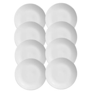 Jogo 8 Pratos Sobremesa Cerâmica Coup Branco Liso Alleanza 21cm