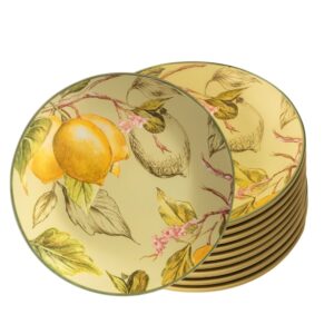 Jogo 10 Prato de Sobremesa de Cerâmica Toscana Limão Siciliano Scalla 20cm