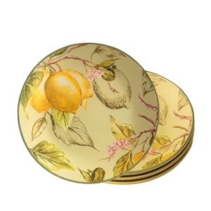 Jogo 4 Prato de Sobremesa de Cerâmica Toscana Limão Siciliano Scalla 20cm