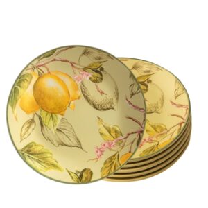 Jogo 6 Prato de Sobremesa de Cerâmica Toscana Limão Siciliano Scalla 20cm